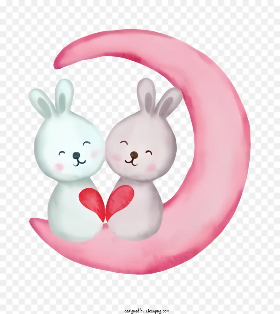 Живопись кролика，Pink Moon Art PNG