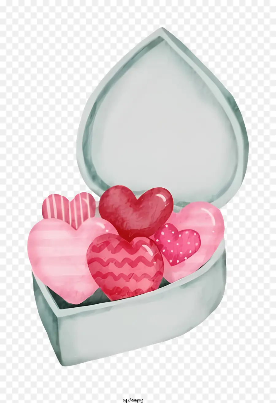 коробка в форме сердца，Розовые сердца PNG