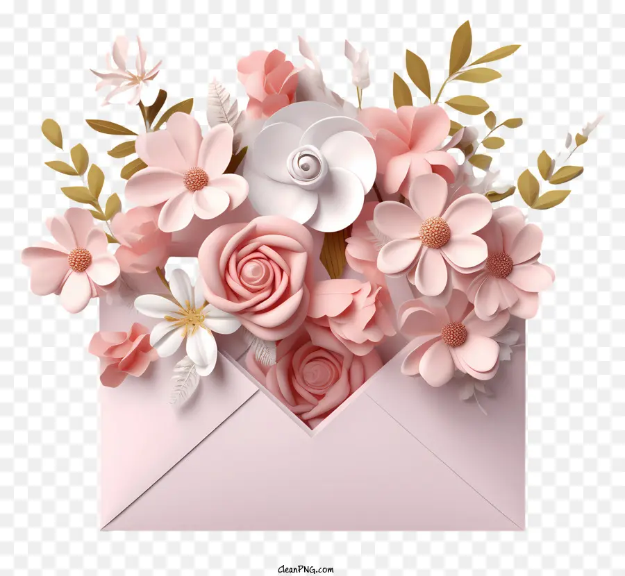 Bouquet Of Flowers，розовые и белые цветы PNG