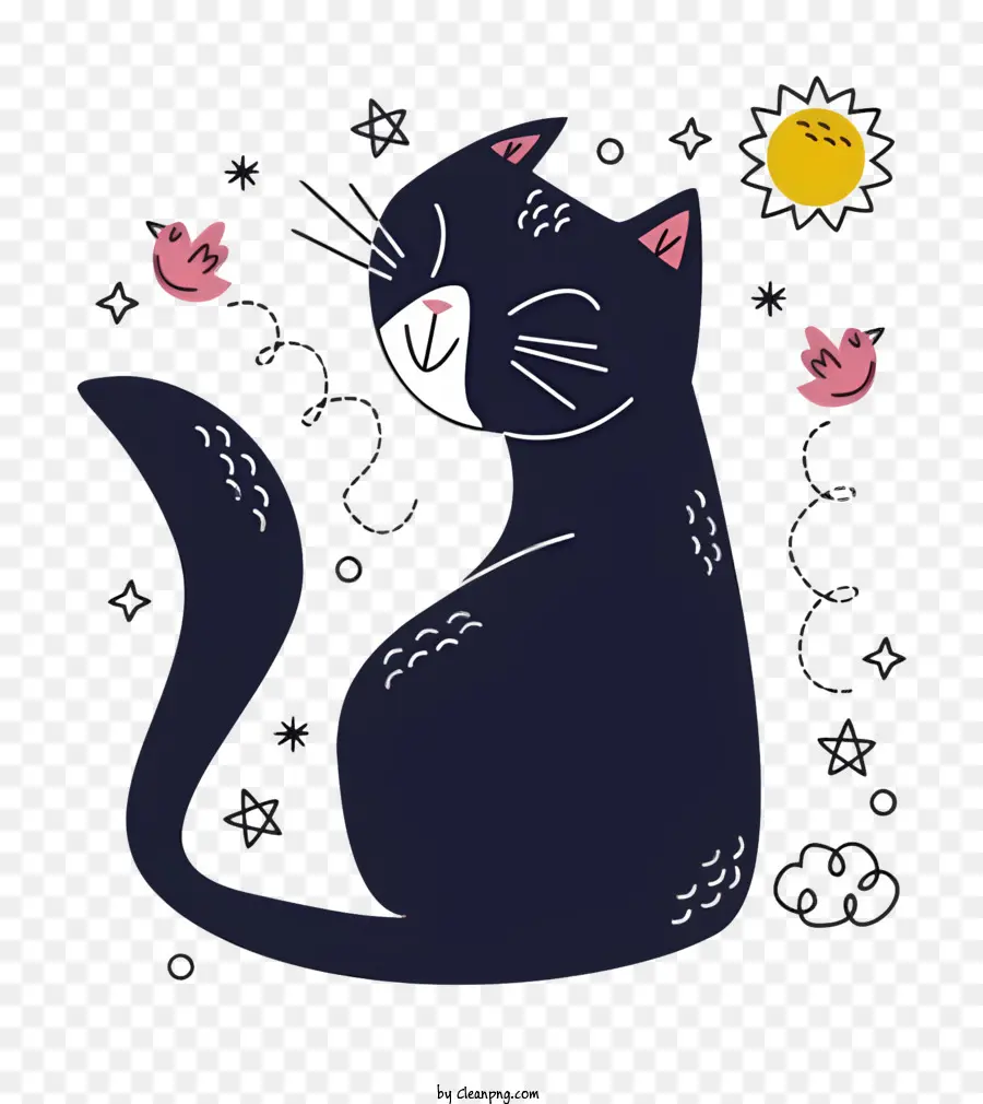 Черный кот，милый кот PNG