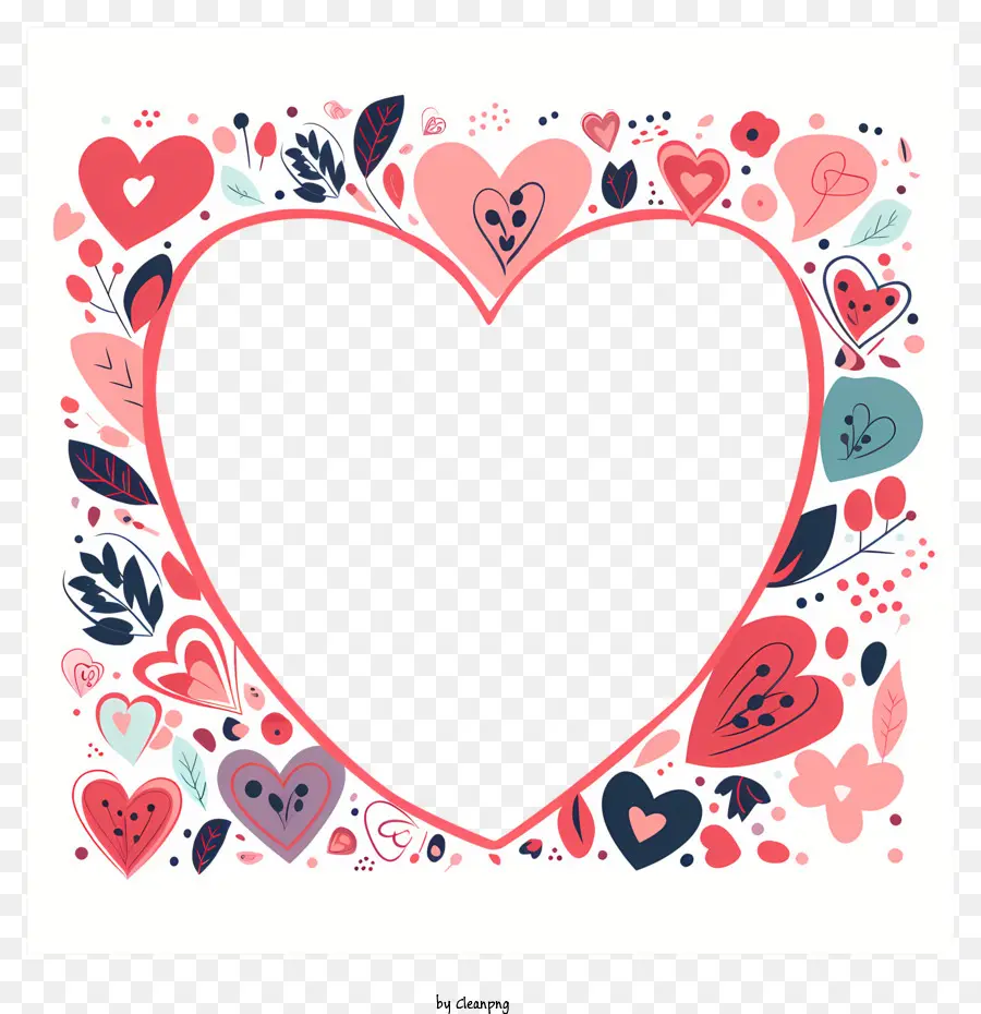 кадра в форме сердца，цветочный дизайн PNG