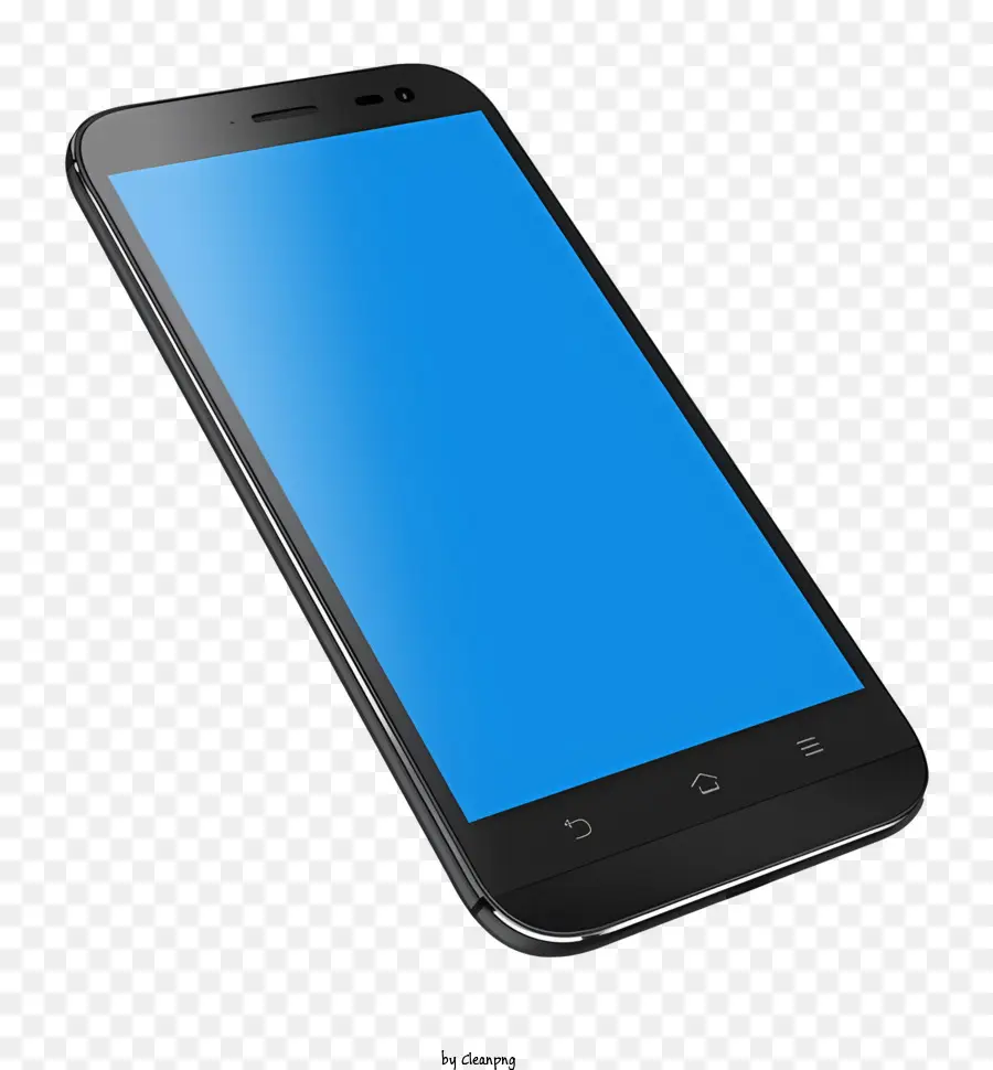Черный смартфон，синий экран PNG