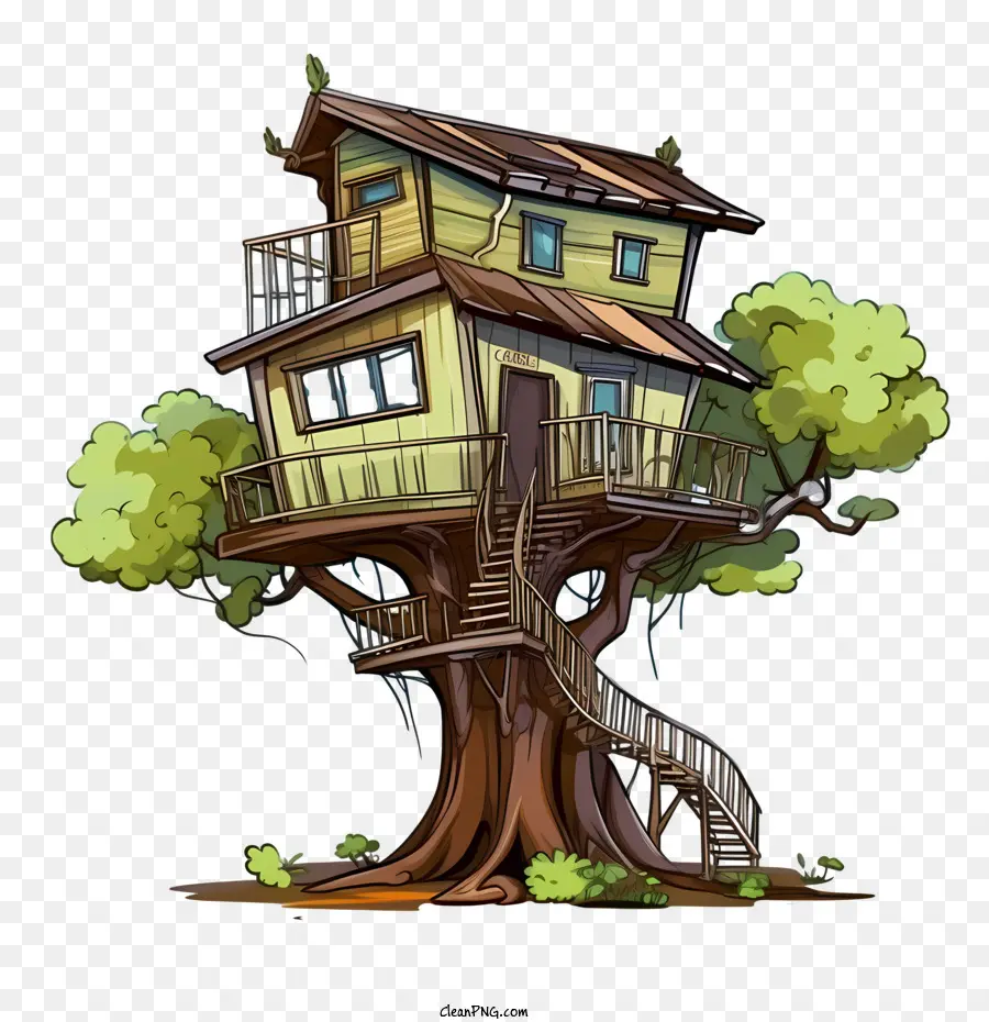 Tree House，деревянный дом PNG