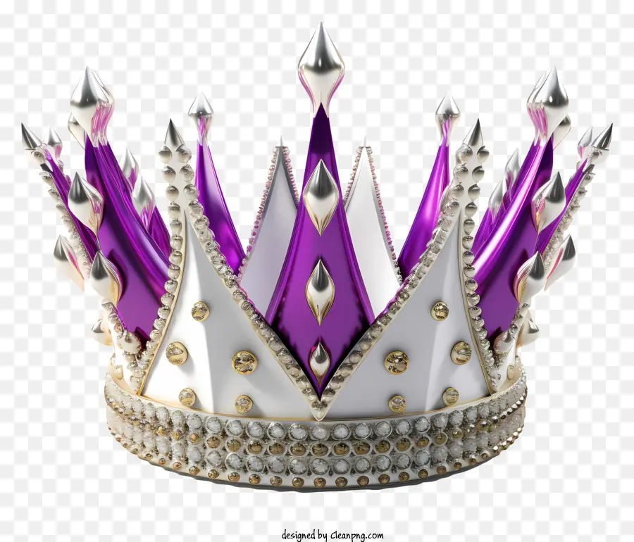 фиолетовая корона，Серебряные кристаллические акценты PNG