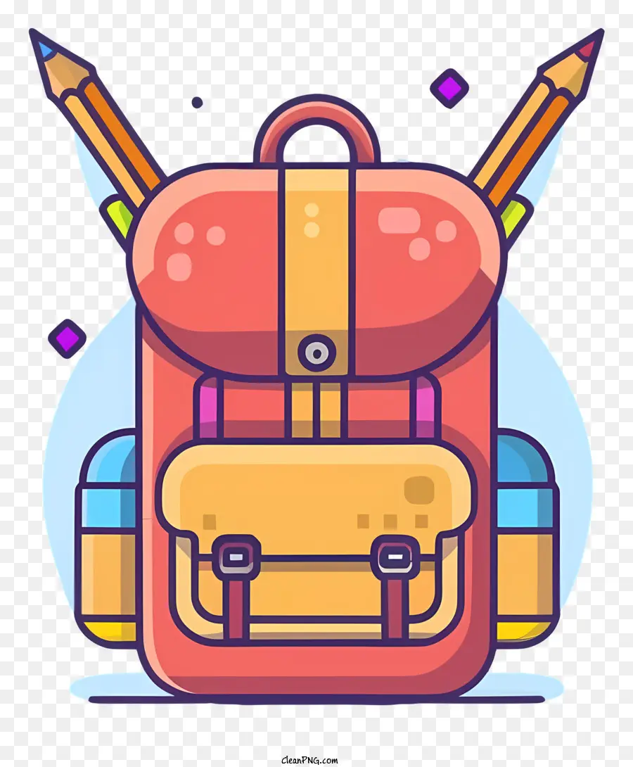 Рюкзак，цветные карандаши PNG