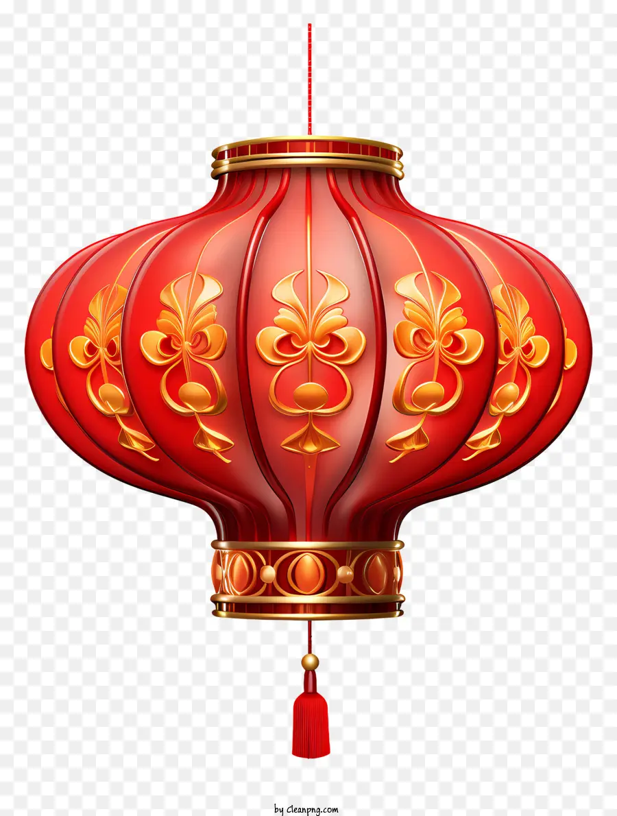 красный фонарь，Золотой цветочный дизайн PNG