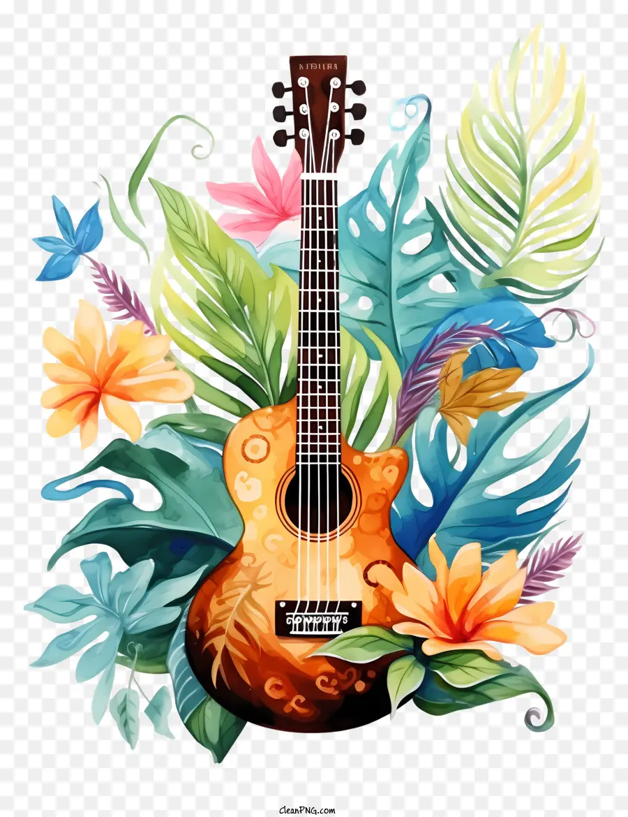 акварельные иллюстрации，Гитарт живопись PNG