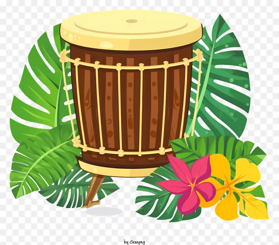 деревянный барабан，листья PNG