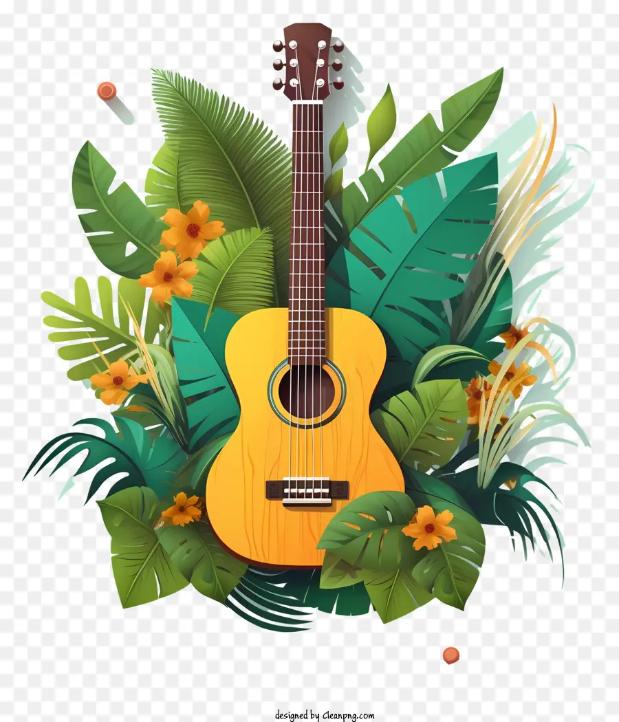 Гитара，тропические растения PNG