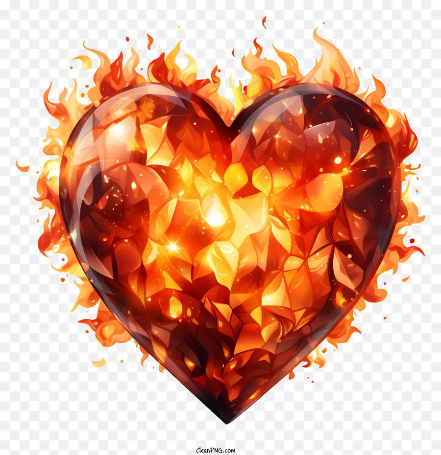 Сердце в огне，Горящее Сердце PNG
