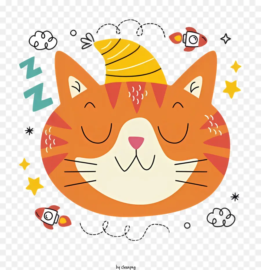 оранжевый кот，спящая кошка PNG