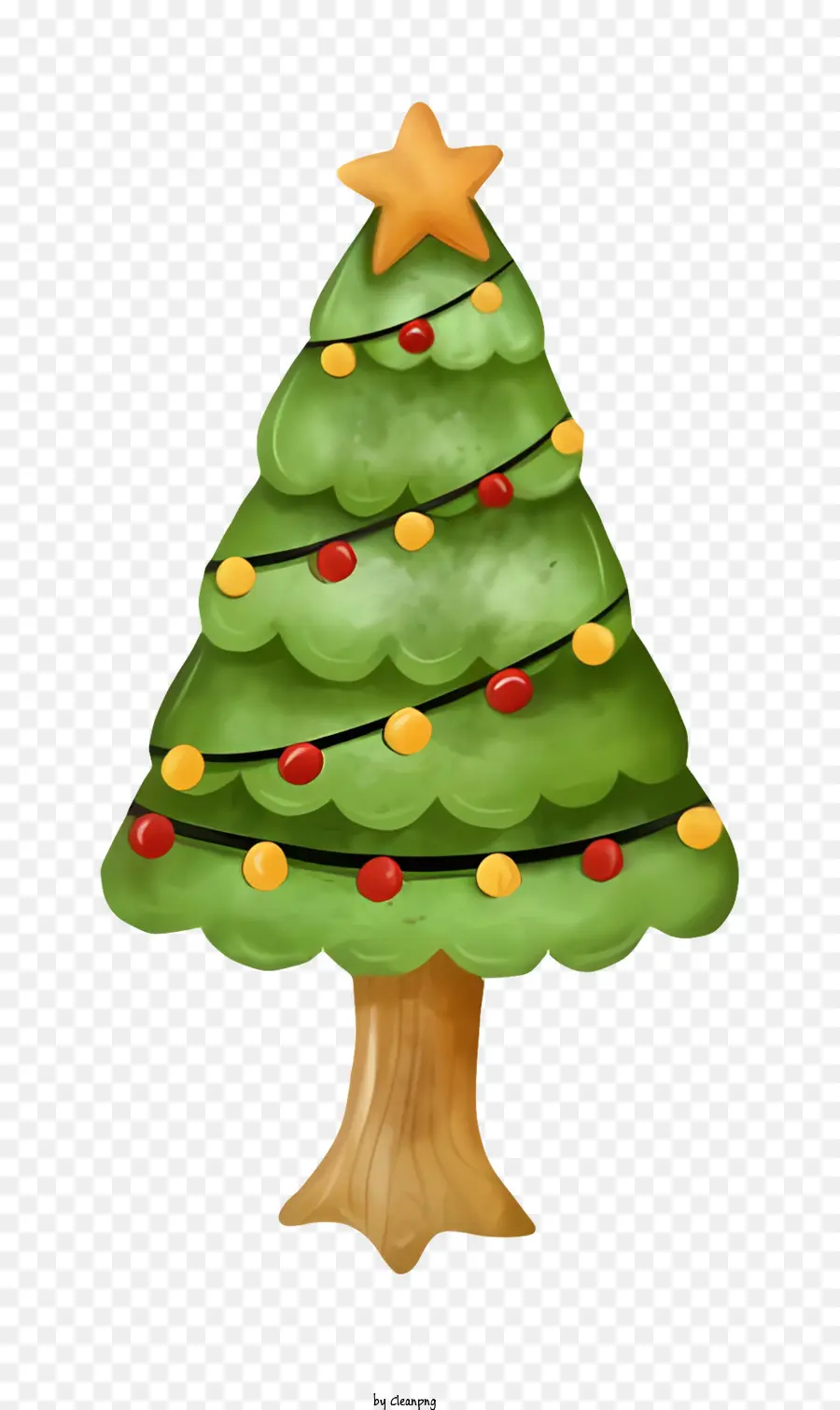 Деревянная рождественская елка，красочные огни PNG