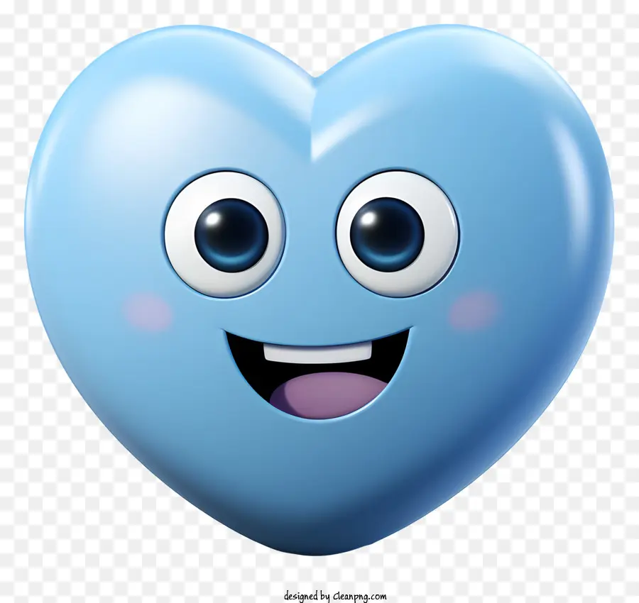 синее сердце смайликов，Улыбающийся сердце эмодзи PNG