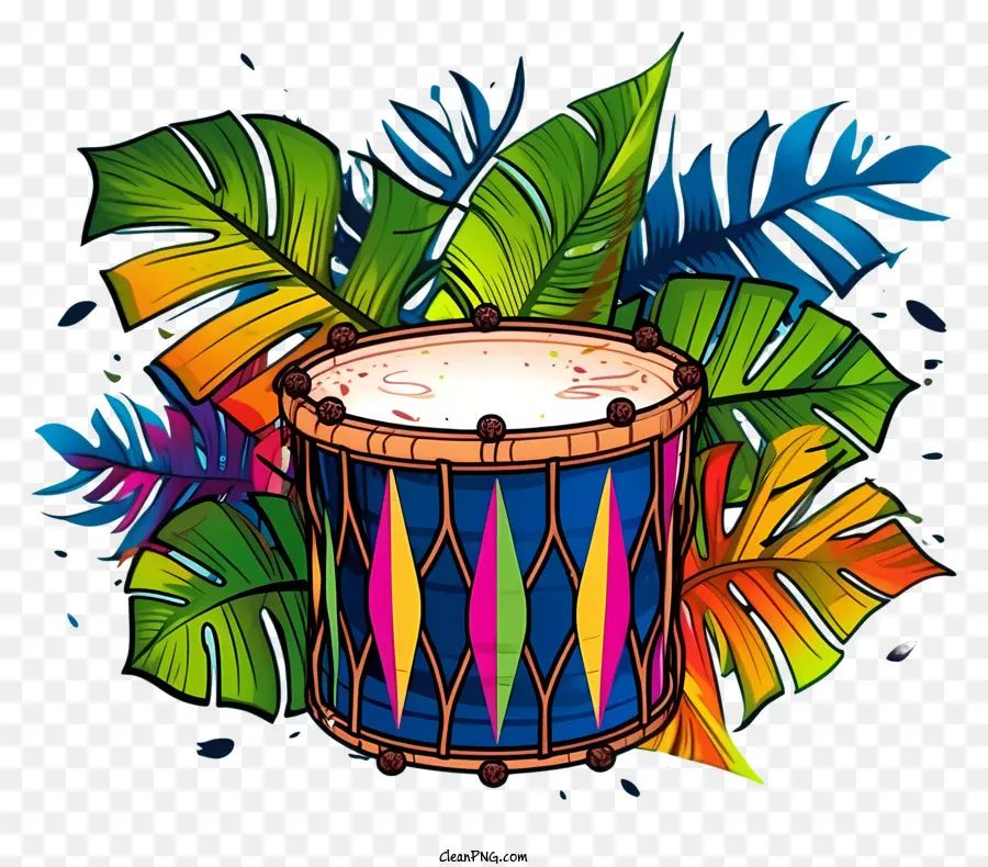 барабанная иллюстрация，тропические листья PNG