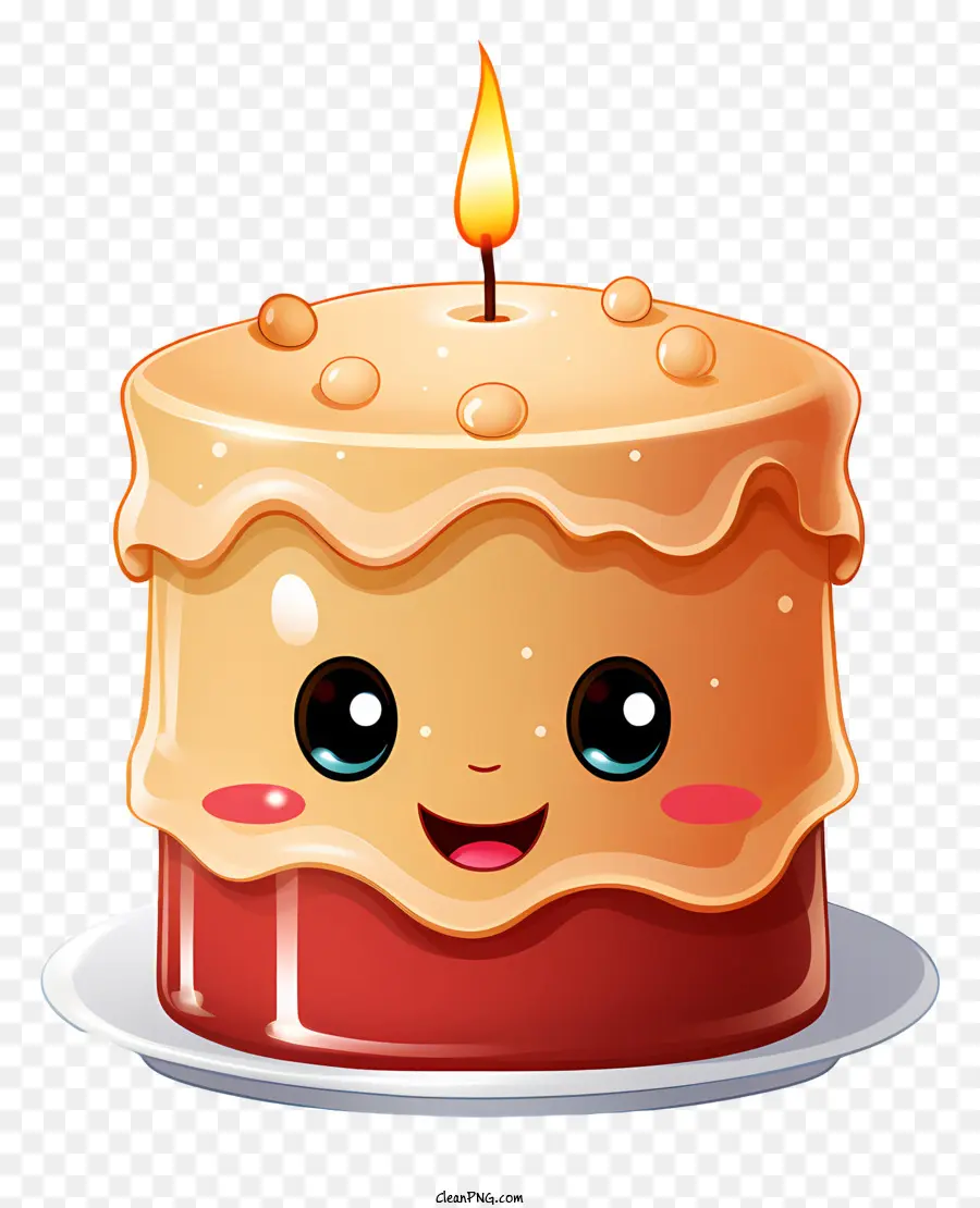 Мультфильм торт на день рождения，улыбающееся лицо PNG