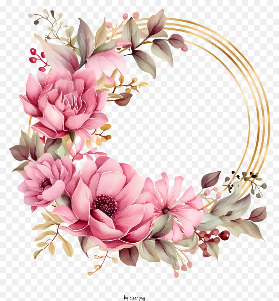 цветочный венок，розовые розы PNG