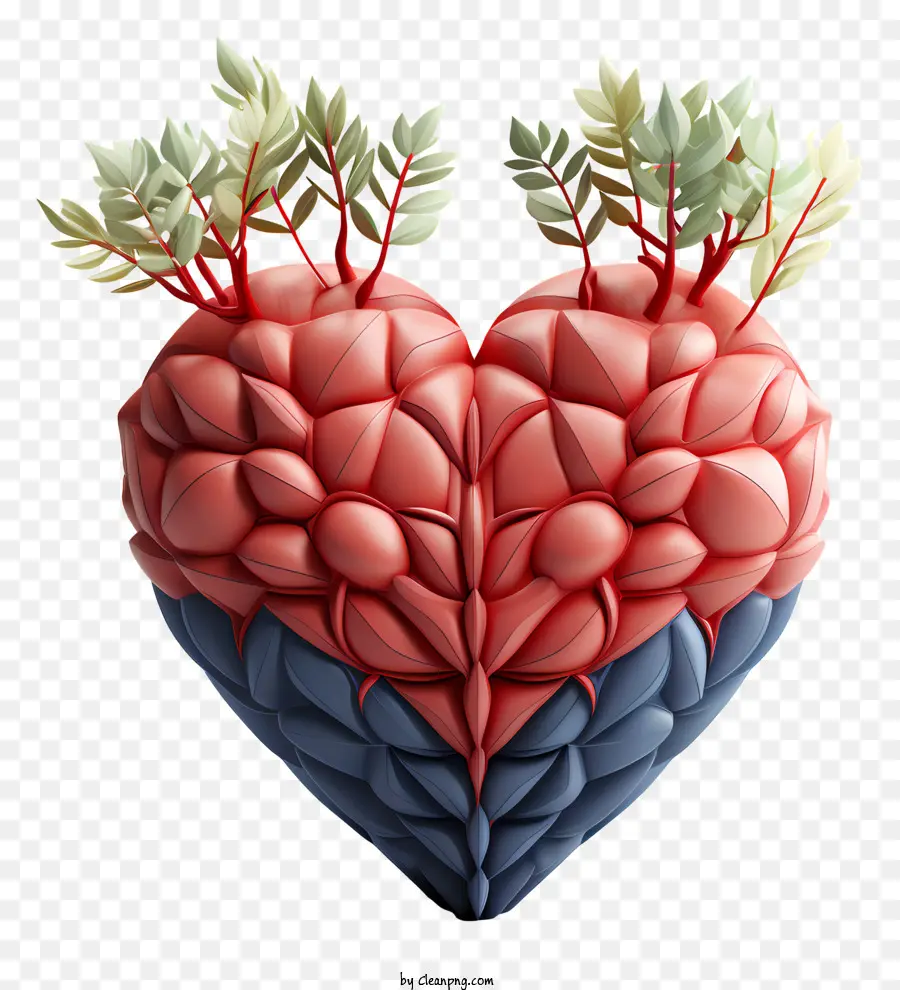 Сердце в форме объекта，синие и красные лепестки PNG