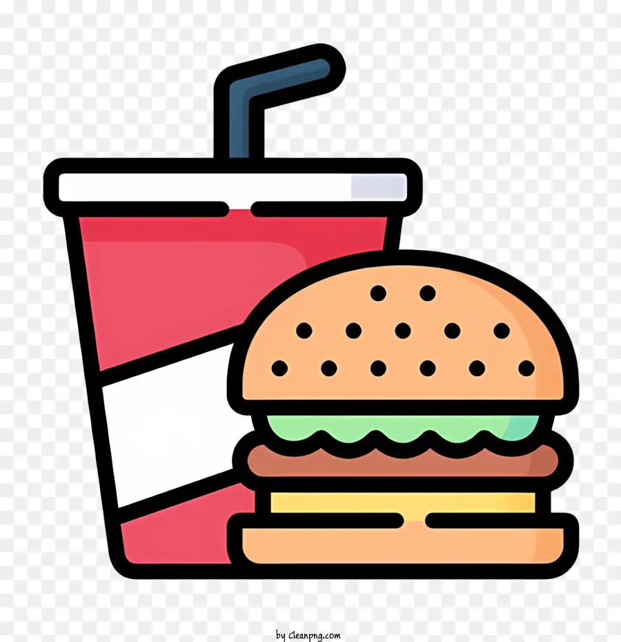 Изображение гамбургера，Гамбургер и пить PNG