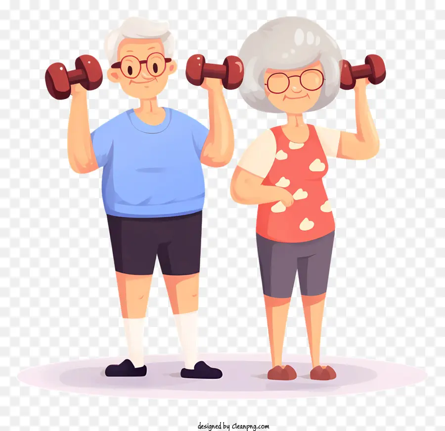 пожилой фитнес，Упражнения по гантели PNG