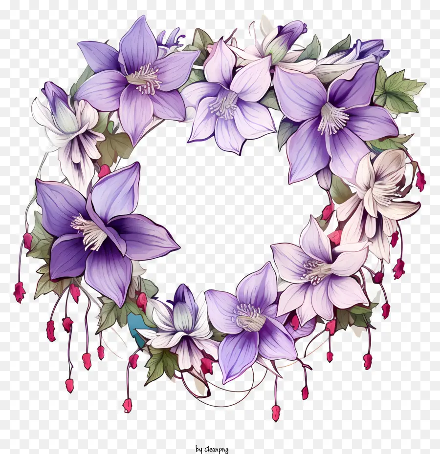 Венок，фиолетовые цветы PNG
