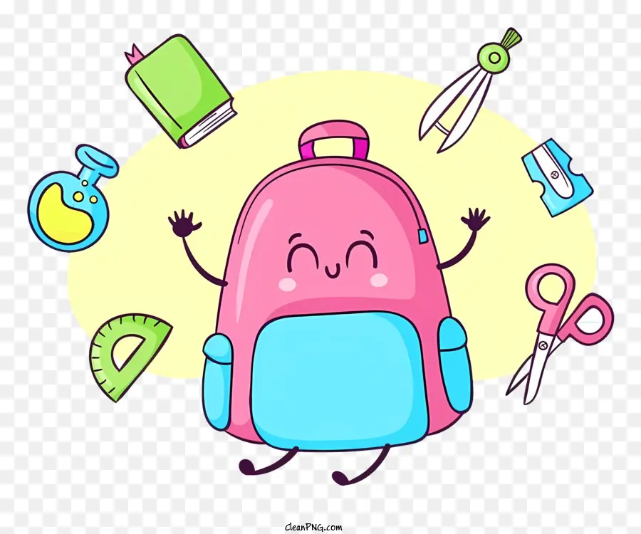 Розовый рюкзак，рюкзак с лицом PNG
