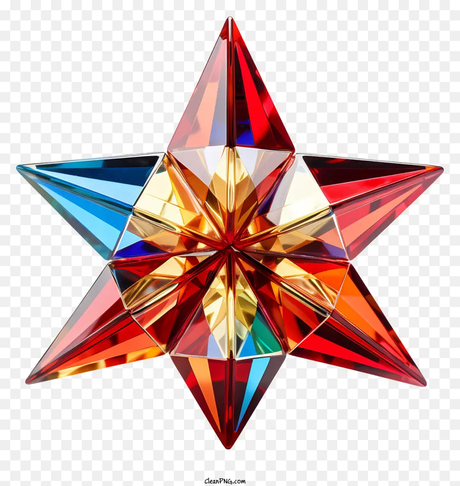 Кристаллическая звезда украшение，разноцветный орнамент PNG