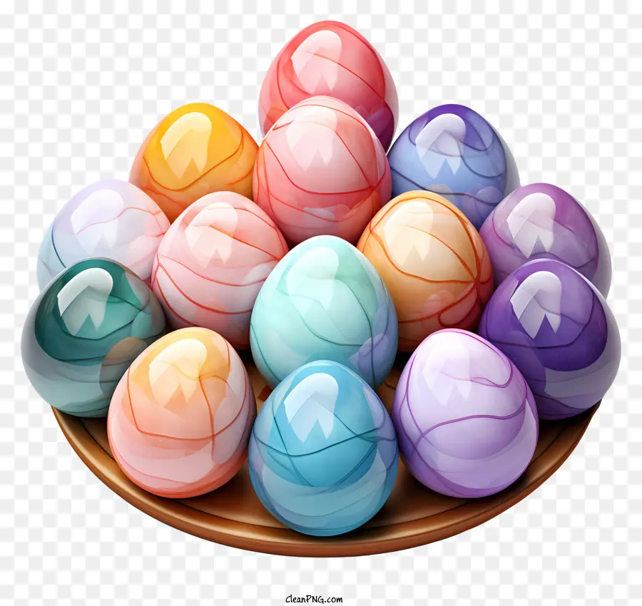 Цветные яйца，Стеклянное блюдо PNG