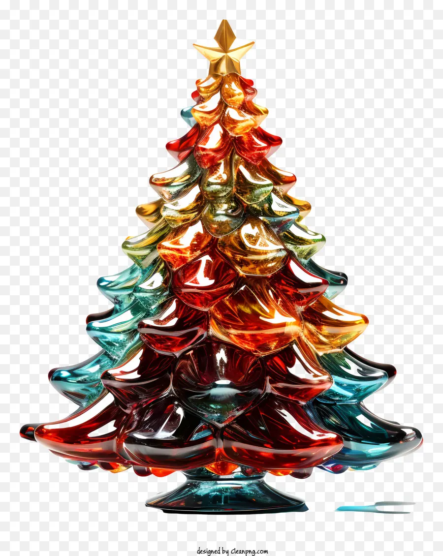 Стеклянная рождественская елка，разноцветные огни PNG