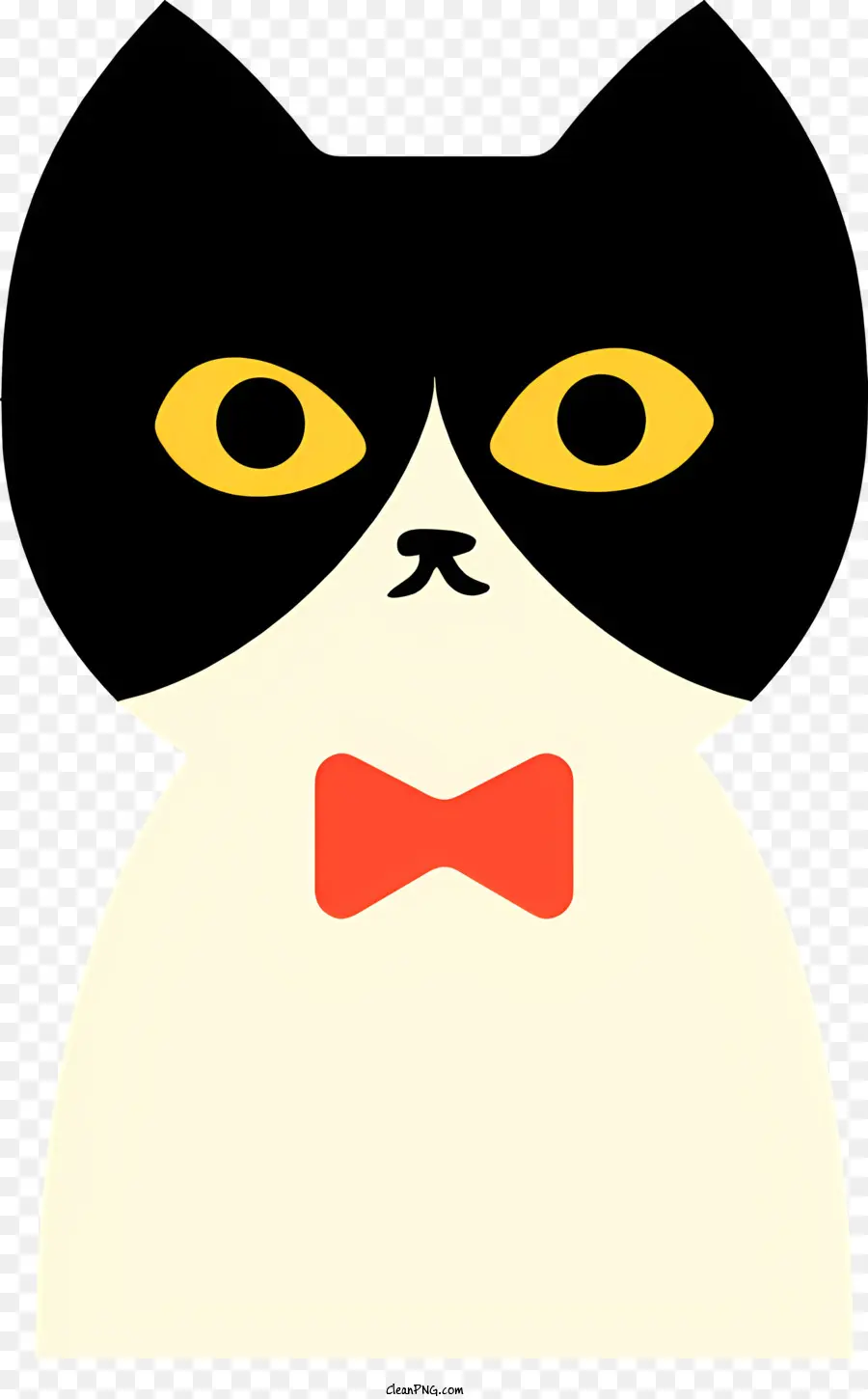 черный и белый кот，красный галстук бабочка PNG
