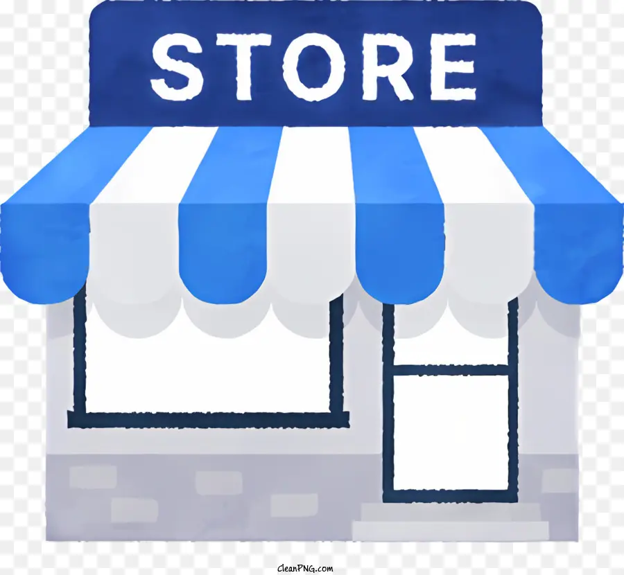 небольшой магазин，сине белый тент PNG