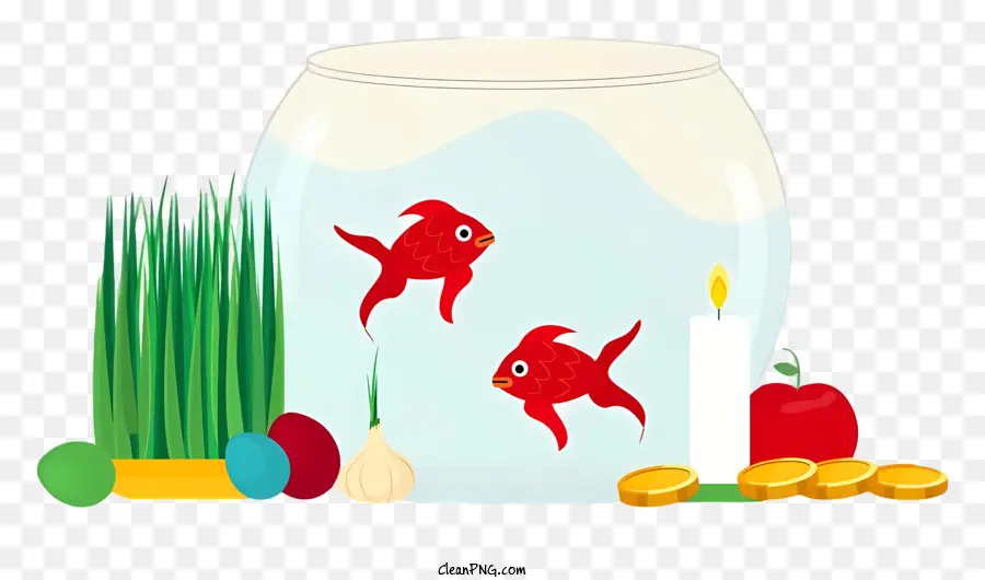 аквариум，красная рыба PNG