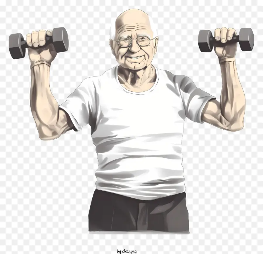 Упражнения с тяжелой атлетикой，Старик PNG