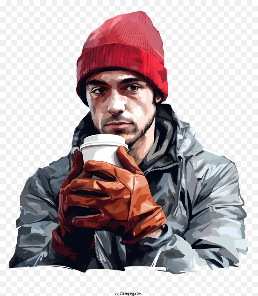 Человек с красной кепкой，Кофейная чашка PNG