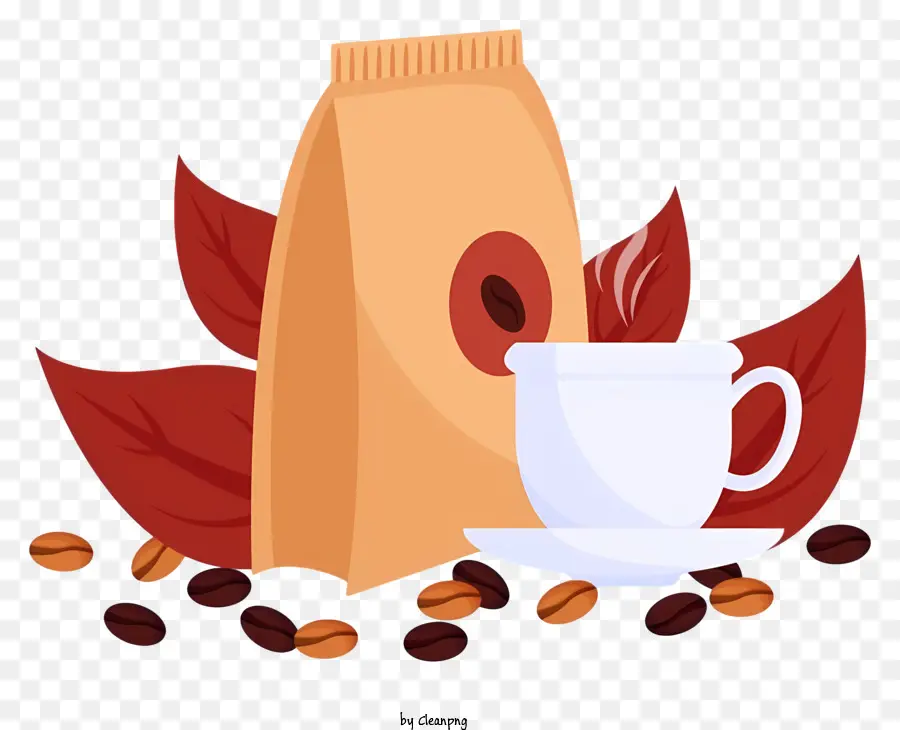 Чашка кофе，кофе в зернах PNG