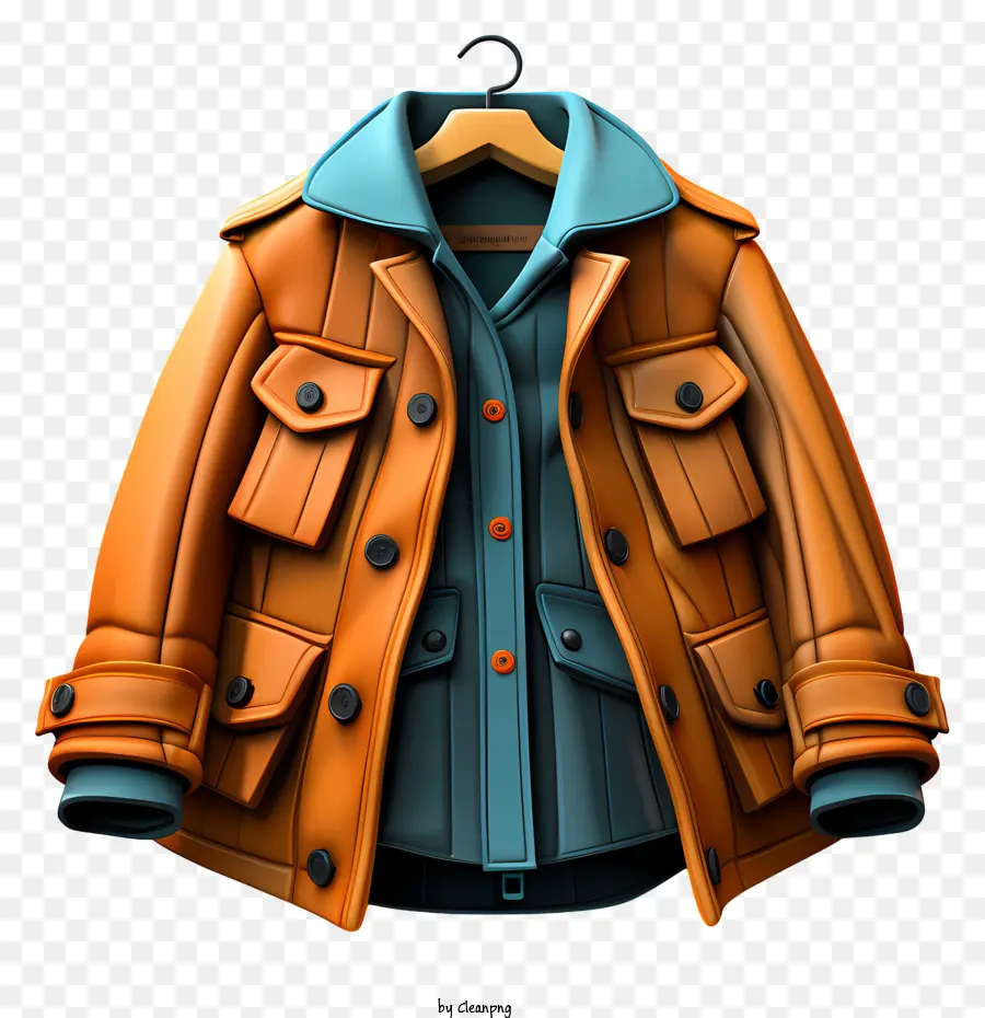 Темно оранжевая куртка，Куртка военного стиля PNG