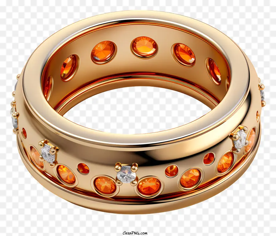 Оранжевое сапфировое кольцо，Маленькие круглые бриллианты PNG