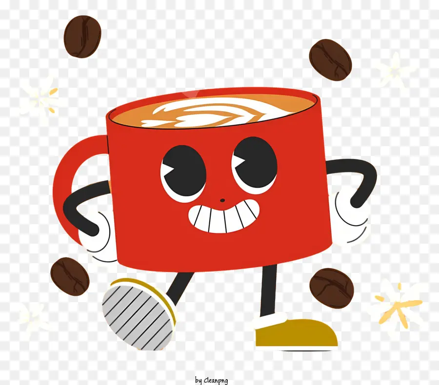 Симпатичная мультипликационная чашка кофе，мультипликационное лицо на кофейной чашке PNG