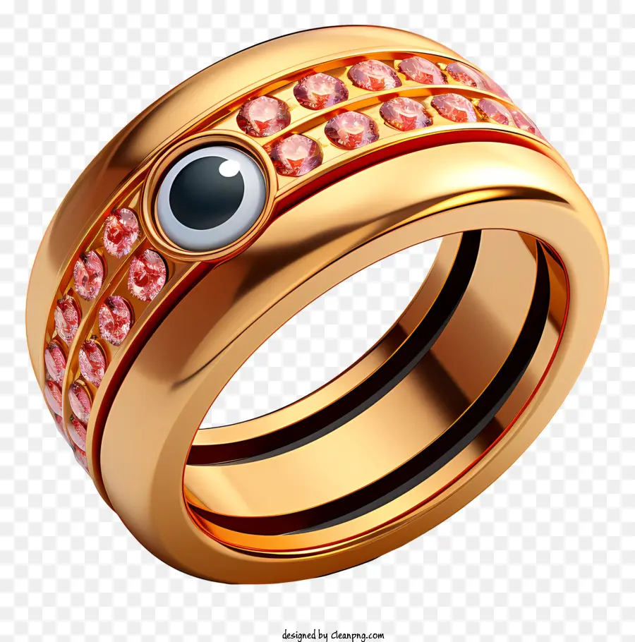золотое кольцо，розовые кристаллы PNG