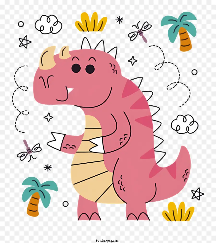мультфильм Динозаврик，Розовый динозавр PNG