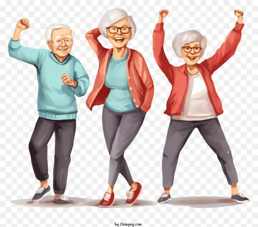 Пожилые люди смеются，Пожилые люди размахивают PNG