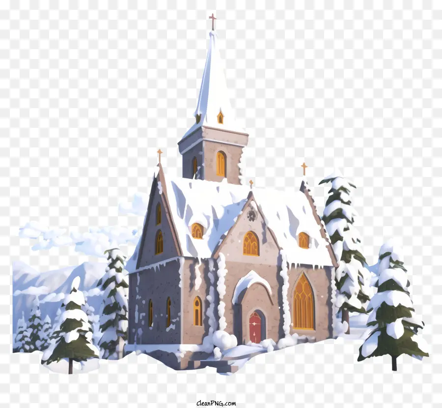 горная церковь，Снежная церковь PNG