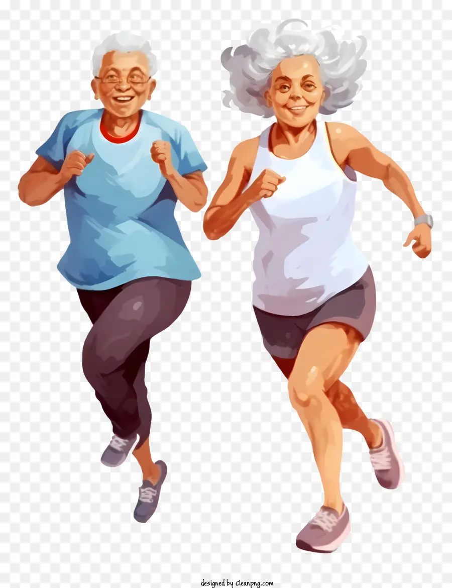 Пожилые женщины бегут，Спортивное снаряжение PNG