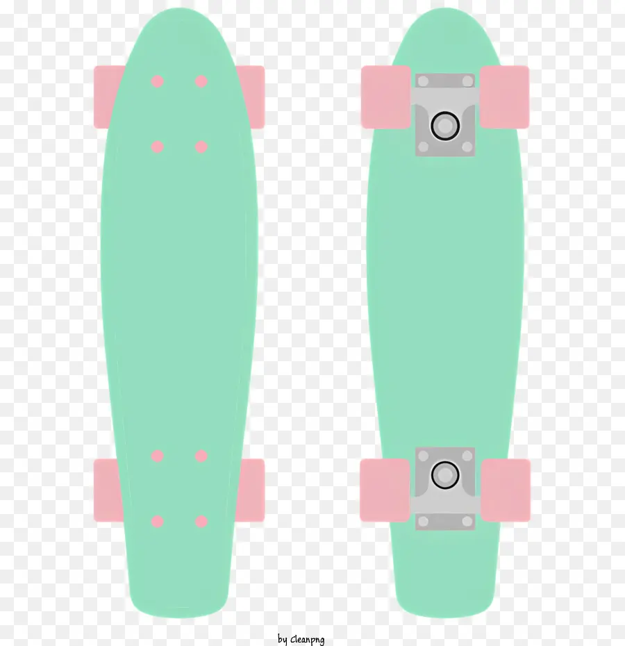 скейтборд，зеленый и розовый PNG