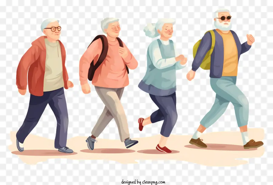 пожилые люди，ходьба PNG