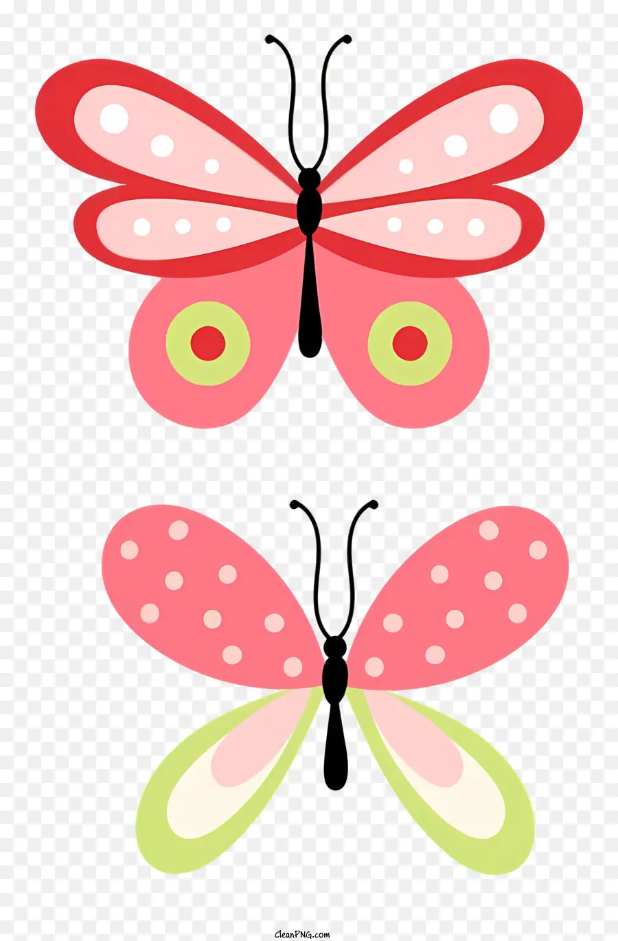 бабочки，розовые и зеленые крылья PNG