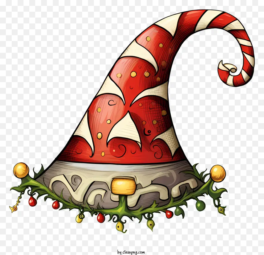 Красная и белая полосатая шляпа，Рождество шляпу PNG
