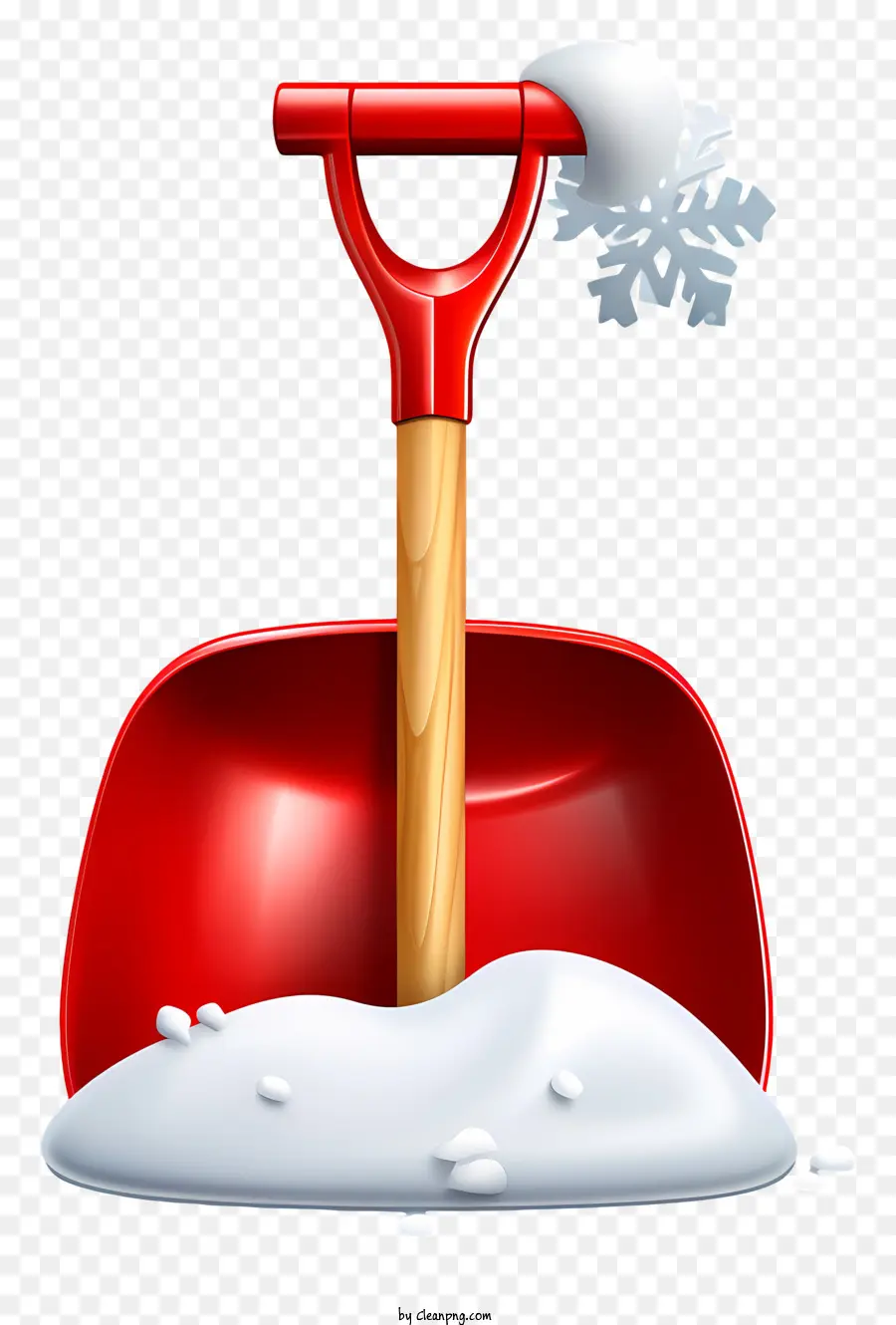 Красная снежная лопата，Деревянная ручка лопата PNG