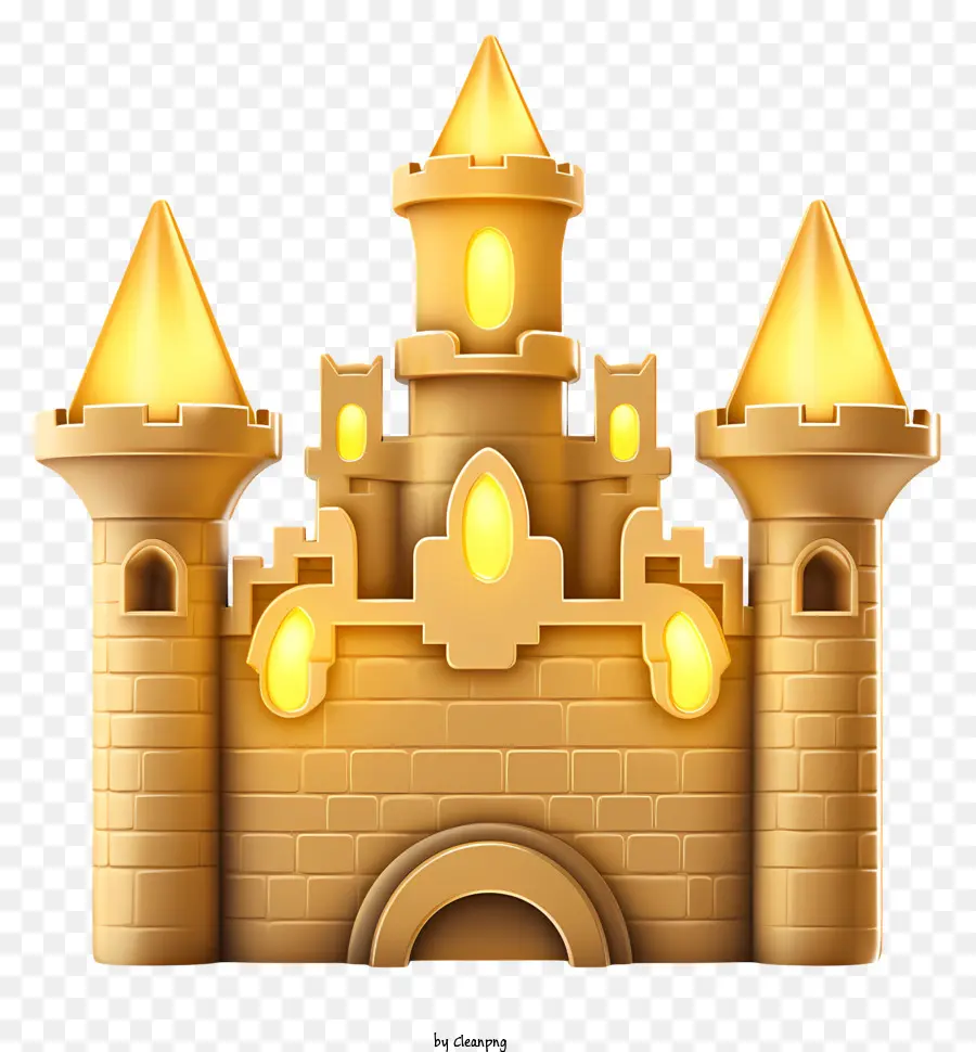 Желтый замок，замок с тремя башнями PNG