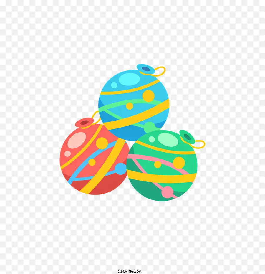 Christmas Ornaments，Ярко окрашен PNG