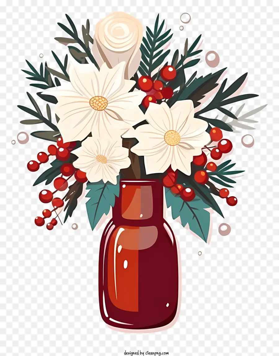 ваза для цветов，белые цветы PNG